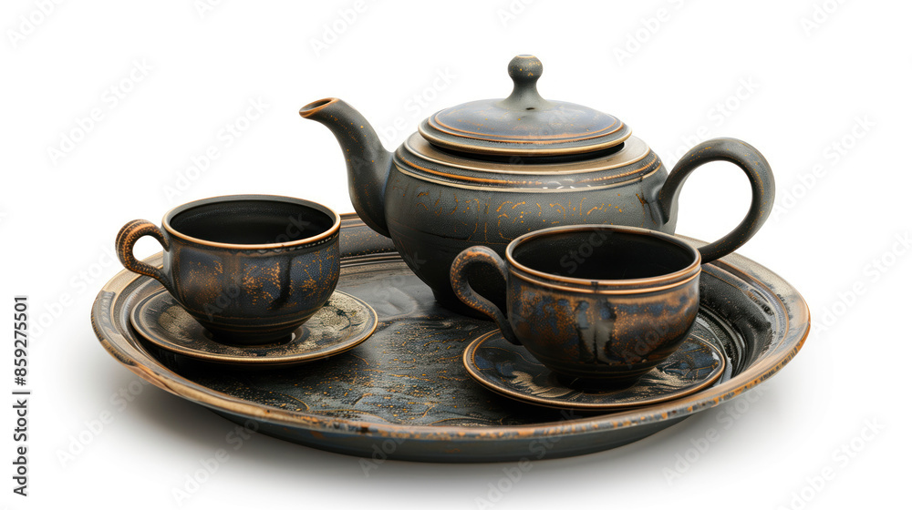 tea set isolated on a white background. Tea ceremony. Created with Generative AI technology. tea set isolated on a white background. Tea ceremony. Created with Generative AI technology.