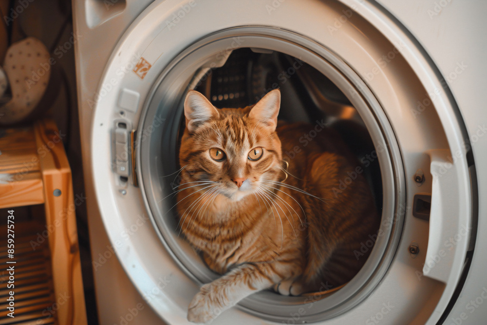 a cat sitting inside of a washing machine a cat sitting inside of a washing machine