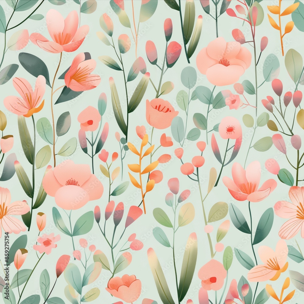 Pastel floral pattern with simple blooming flowers and pastel seamless pattern. Pastel floral pattern with simple blooming flowers and pastel seamless pattern.