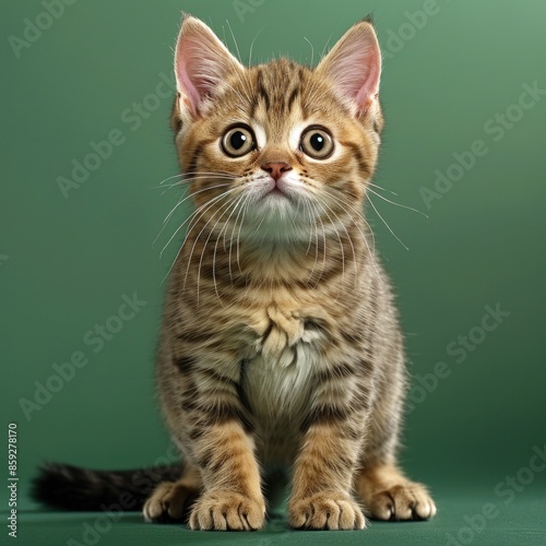 Wallpaper Mural A cute tabby kitten sits looking upwards with a curious expression Torontodigital.ca
