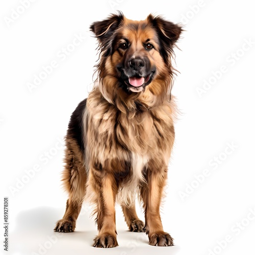 Basque shepherd dog breed standing against white background, Ai Generated © Toseef