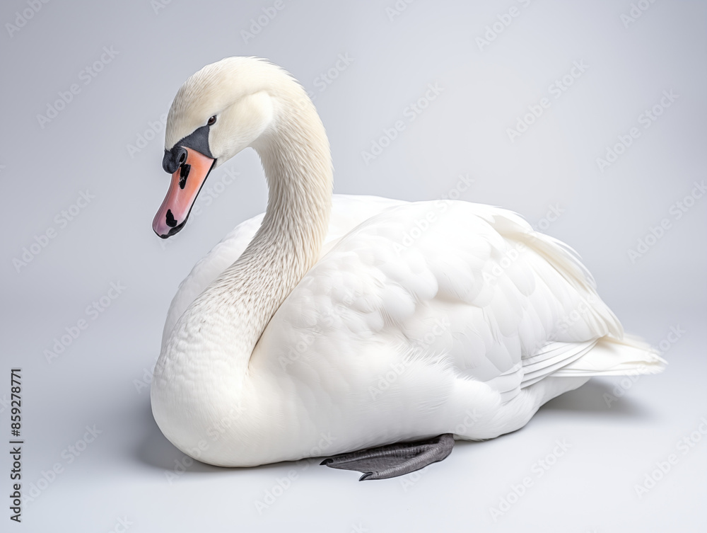 a Portrait of a white swan on an isolated background a Portrait of a white swan on an isolated background