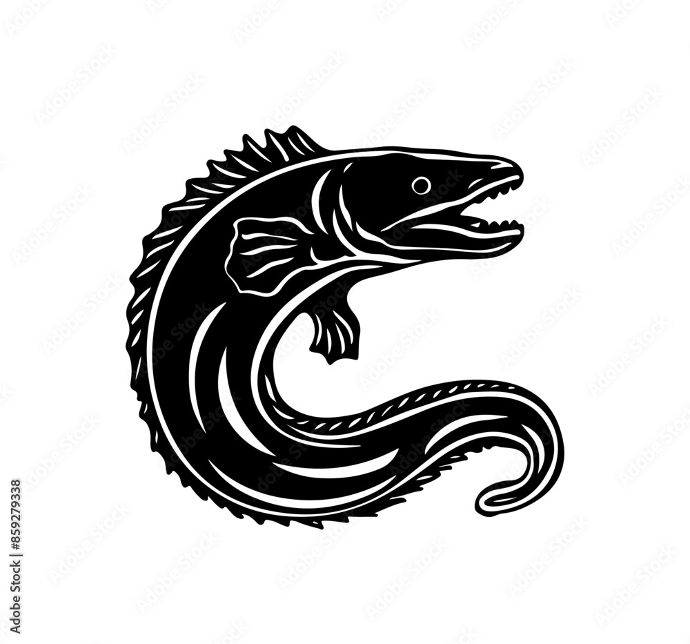 Eel silhouette vector illustration isolated on a white background Eel silhouette vector illustration isolated on a white background