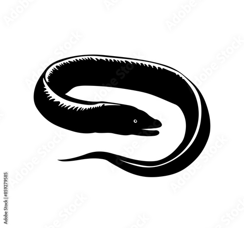 Eel silhouette vector illustration isolated on a white background 