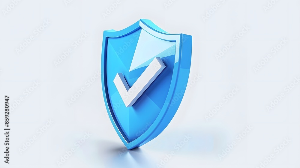 cartoon 3d Icon safety shield check mark perspective . Blue symbol security safety icon. Checkmark in minimalistic style. 3d vector illustration. white background cartoon 3d Icon safety shield check mark perspective . Blue symbol security safety icon. Checkmark in minimalistic style. 3d vector illustration. white background