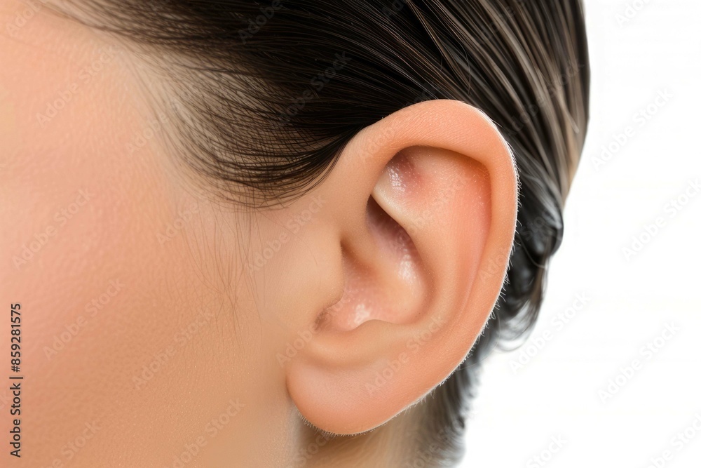 Human ear isolated on white. Organ of hearing and balance Human ear isolated on white. Organ of hearing and balance