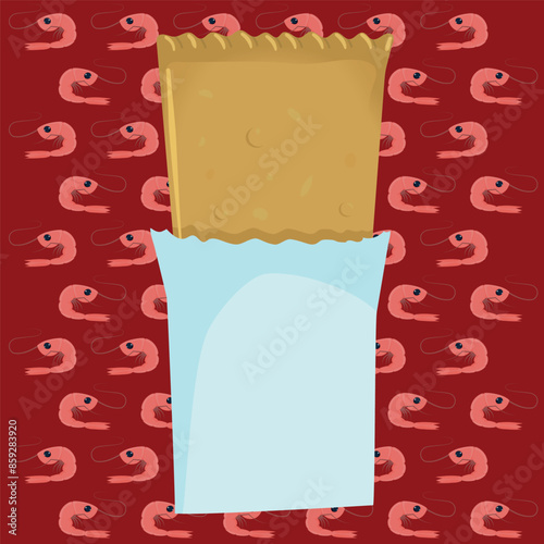 pastel de feira sabor camarão - fundo com camarões
