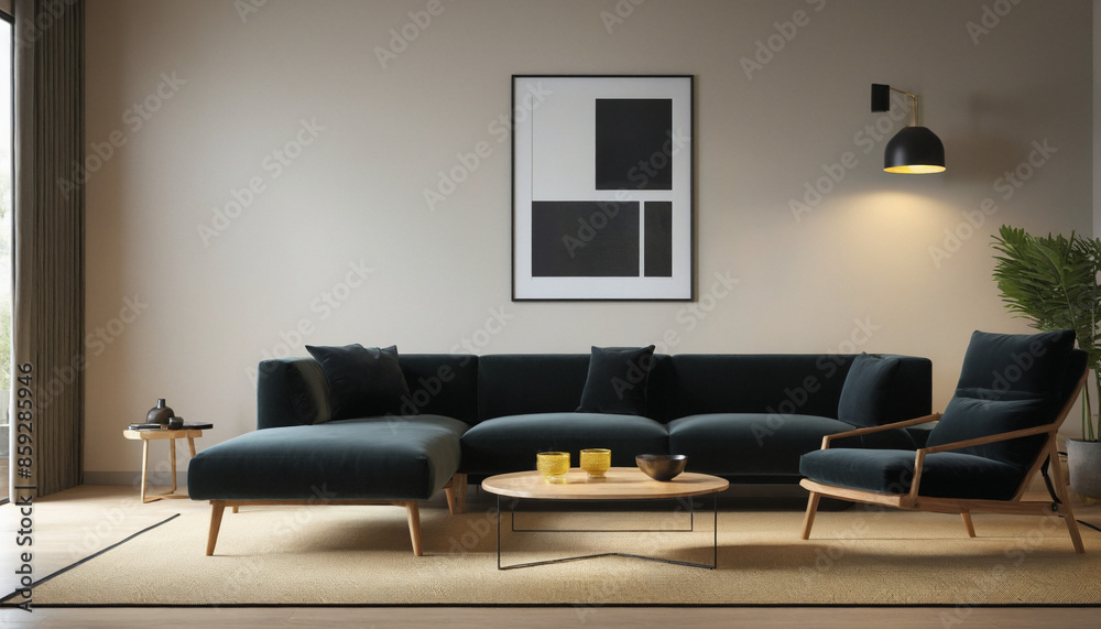 Interior design of living room with Picture mockup for your art. Interior design of living room with Picture mockup for your art.