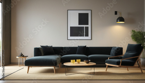 Interior design of living room with Picture mockup for your art. 