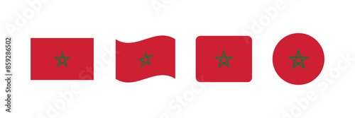 Vector Morocco flag. Set of Morocco Flags Collection. 
