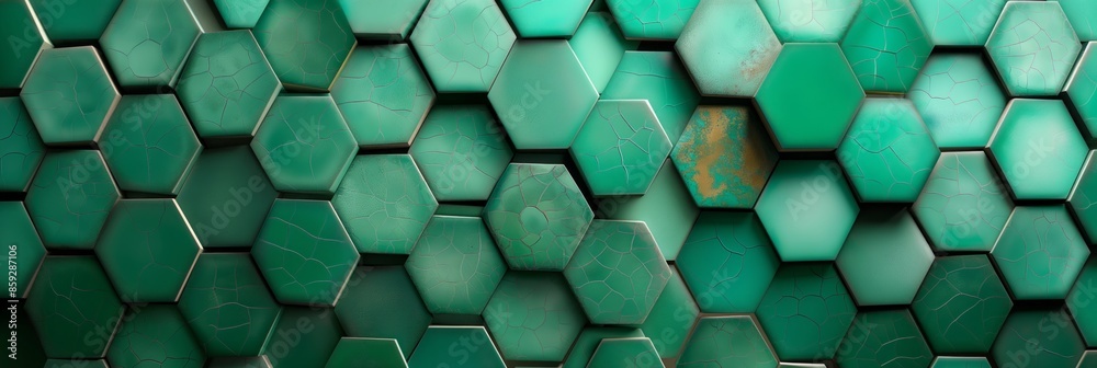 custom made wallpaper toronto digitalAbstract green hexagonal geometric tiles pattern