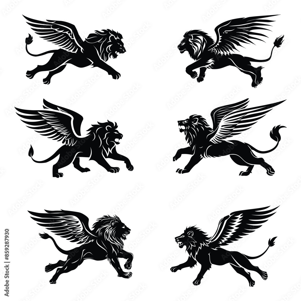 Fototapeta premium Lion silhouette, lion, silhouette painting, original lion art