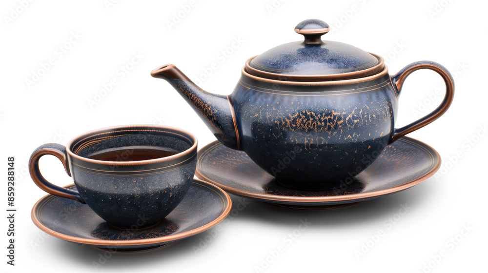 tea set isolated on a white background. Tea ceremony. Created with Generative AI technology. tea set isolated on a white background. Tea ceremony. Created with Generative AI technology.