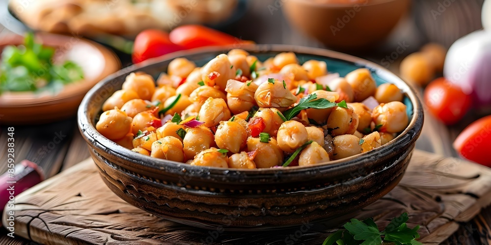 Closeup view of chickpeas chole in background. Concept Food Photography, Chickpea Recipes, Indian Cuisine, Vegan Cooking, Spicy Recipes Closeup view of chickpeas chole in background. Concept Food Photography, Chickpea Recipes, Indian Cuisine, Vegan Cooking, Spicy Recipes