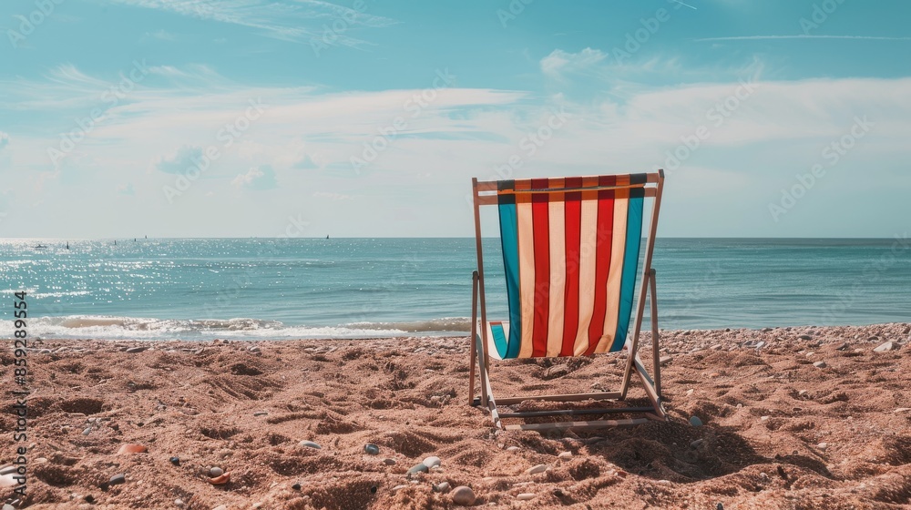 Striped Beach Chair Facing the Ocean Striped Beach Chair Facing the Ocean
