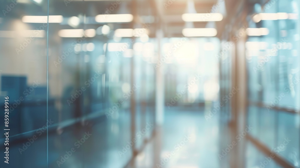 Blurred View of a Modern Office Hallway Blurred View of a Modern Office Hallway