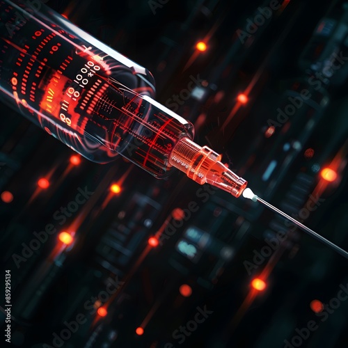 Secure Your Data: Illustration of SQL Injection Attack in Dark Tones with Bright Accents