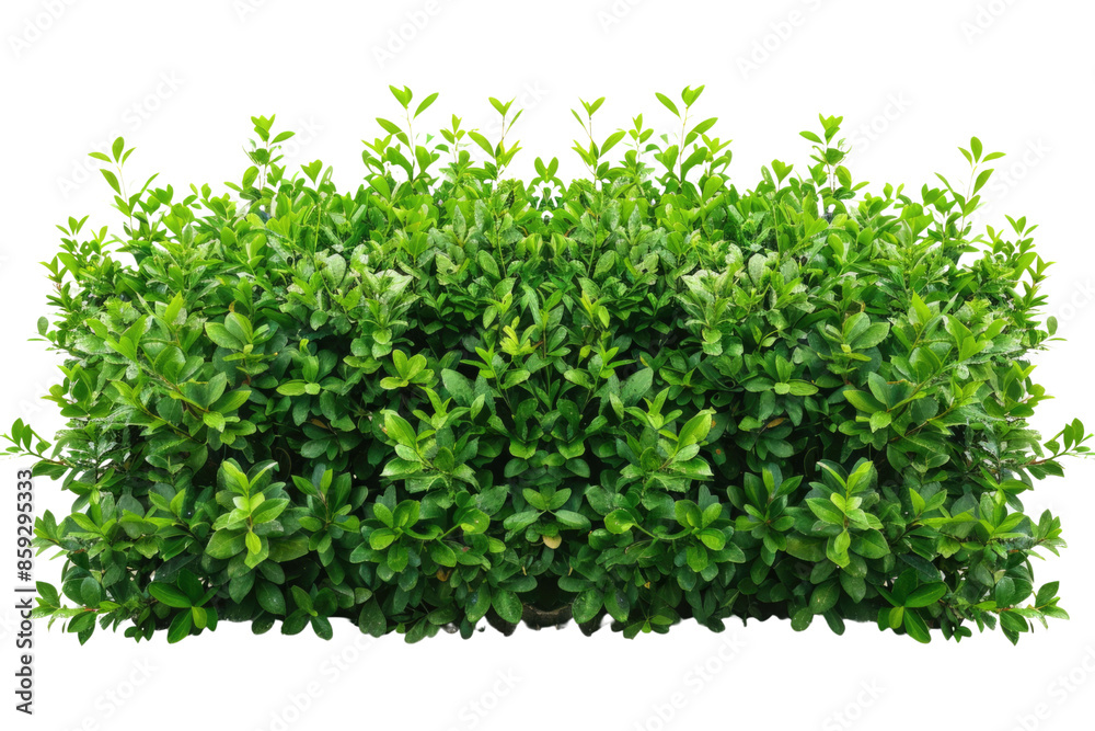 Obraz premium Green bush or wall of shrubs isolated on white background. Green leaves wall with clipping path