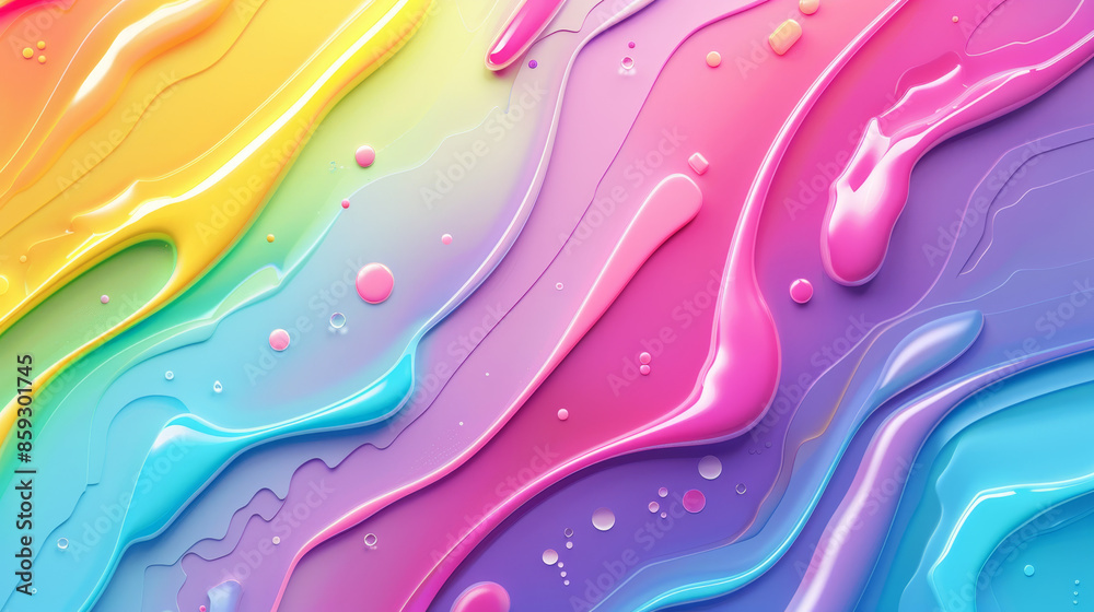 custom made wallpaper toronto digital3d abstract Bright rainbow glaze seamless pattern. Frozen ice cream swirls waves colorful dessert background. Painting Melted oil sherbet AI digital art
