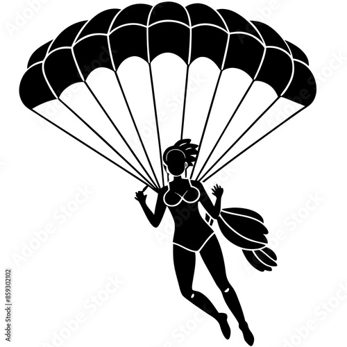 parachute-sky-diving-woman-silhouette