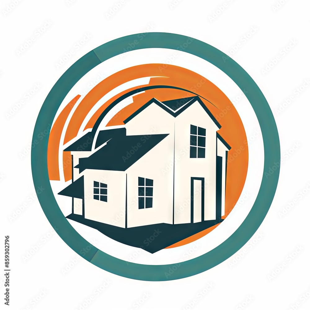 House Icon with Geometric Background Modern Real Estate Logo house illustration House Icon with Geometric Background Modern Real Estate Logo house illustration