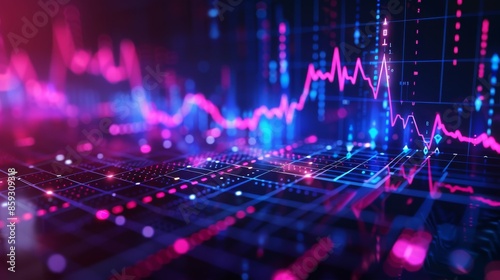 Wallpaper Mural Abstract Neon Stock Market Data Visualization Torontodigital.ca