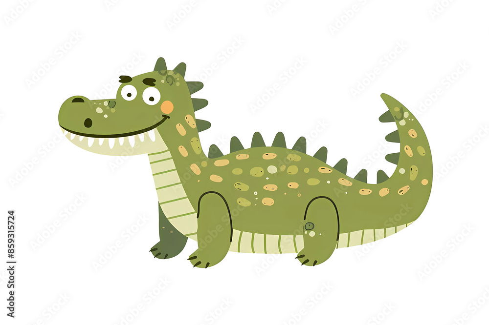 Fototapeta premium Cute crocodile, alligator,jungle animals.Wild animals of Africa.Simple cartoon flat illustration on transparent background PNG