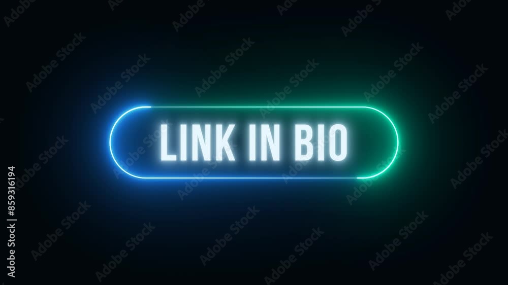 Link In Bio Button Glowing. Alpha channel, transparent background. 4K resolution