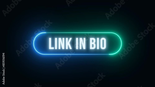 Link In Bio Button Glowing. Alpha channel, transparent background. 4K resolution
