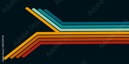 Retrofuturism poster design in trendy retro line style. Modern art poster retro vintage style 70s stripes background template lines shapes vector design