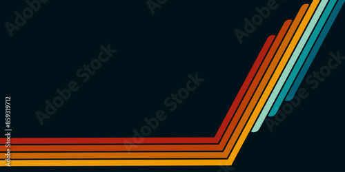 Retrofuturism poster design in trendy retro line style. Modern art poster retro vintage style 70s stripes background template lines shapes vector design