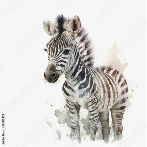 Baby Zebra Illustration on White Background