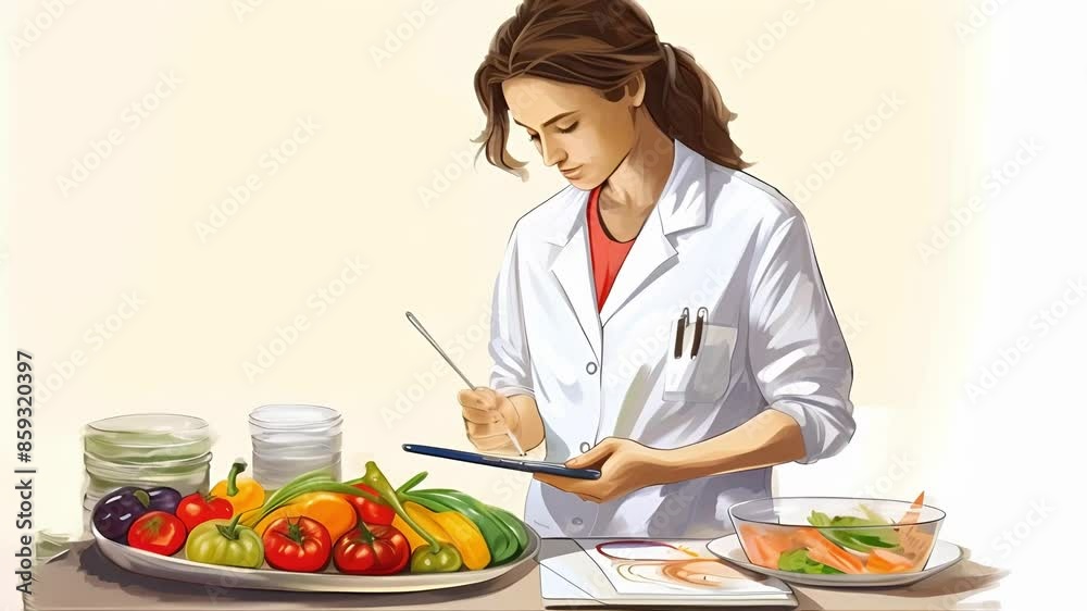 A female doctor dietitian compiles a healthy and balanced diet from organic food for her patient
A female doctor dietitian compiles a healthy and balanced diet from organic food for her patient