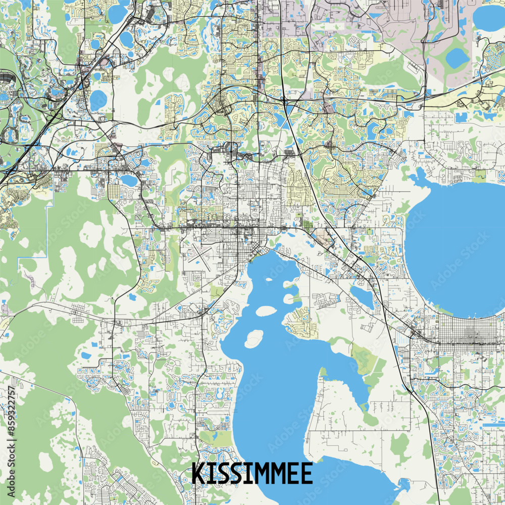 Obraz premium Kissimmee, Florida, USA map poster art