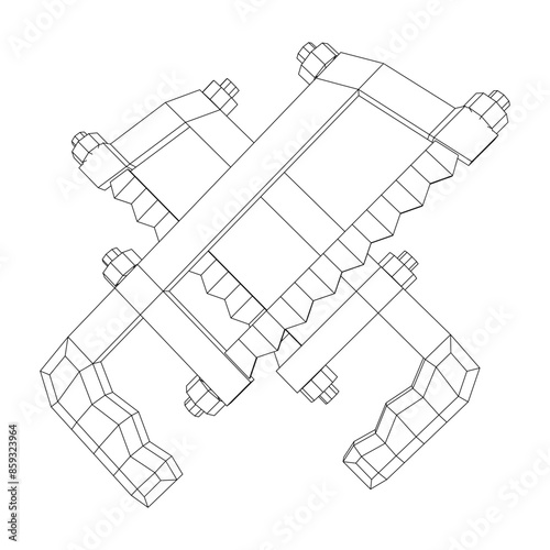 Hacksaw manual or Hand hacksaw. Wireframe low poly mesh vector illustration