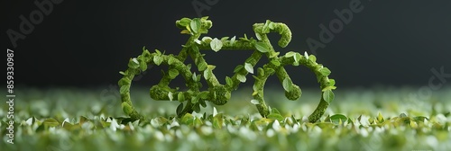 Green Bicycle Shaped from Plants