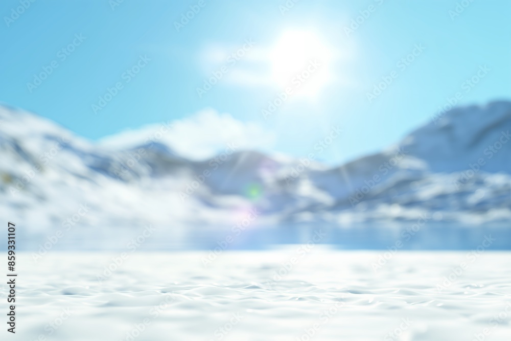 Obraz premium Snowy Mountain Landscape with Sun