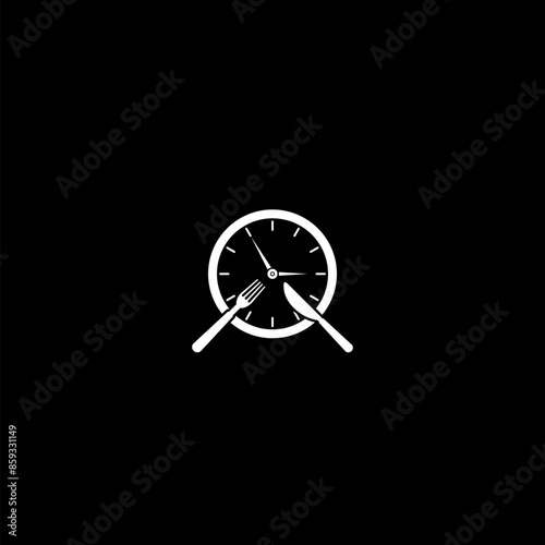 Lunch time logo icon isolated on dark background