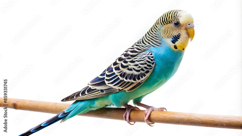 Budgerigar on a white background.
Budgerigar on a white background.
