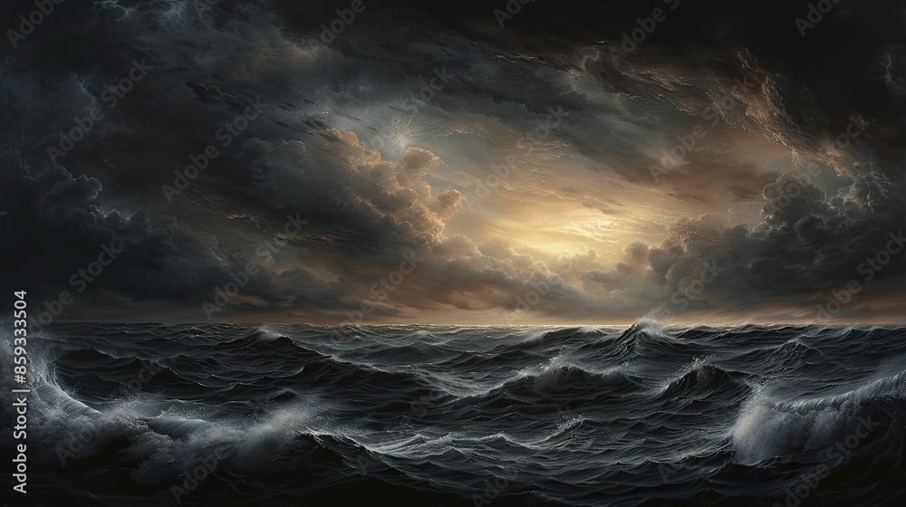 Portraying biblical storms through vivid skies and tumultuous seas, capturing the essence and intensity of these historic occurrences.