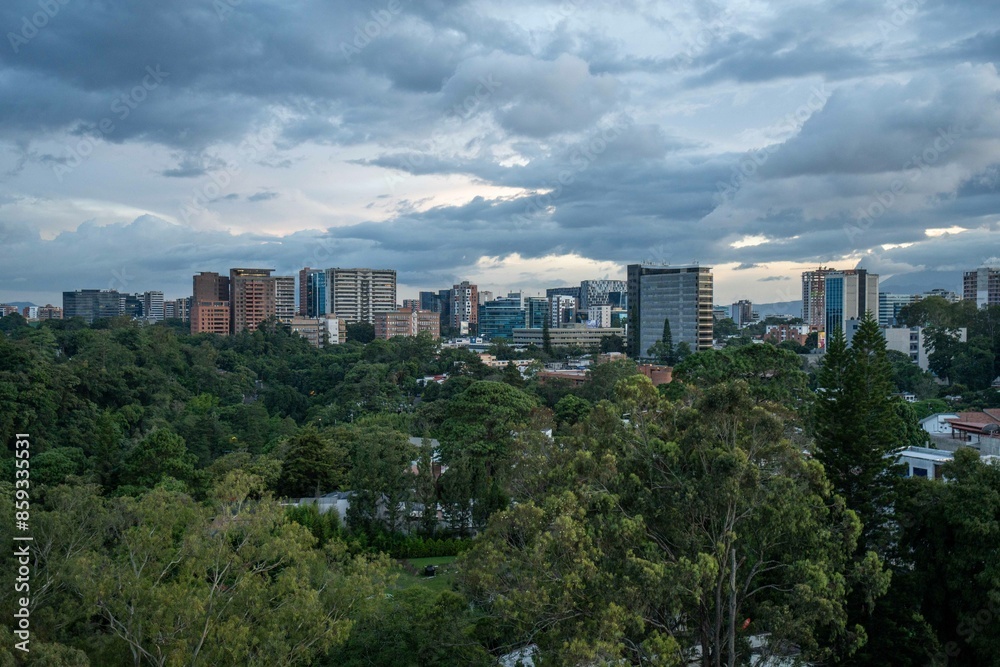 wide capture of guatemala city in central or south america showing many building advancement and nature to go along with it wide capture of guatemala city in central or south america showing many building advancement and nature to go along with it