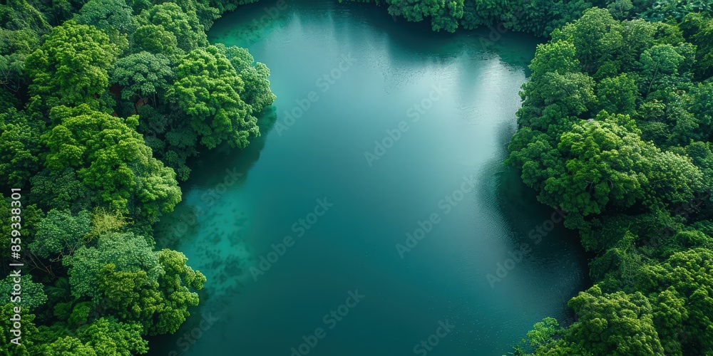 Emerald Lagoon Surrounded by Lush Greenery Emerald Lagoon Surrounded by Lush Greenery