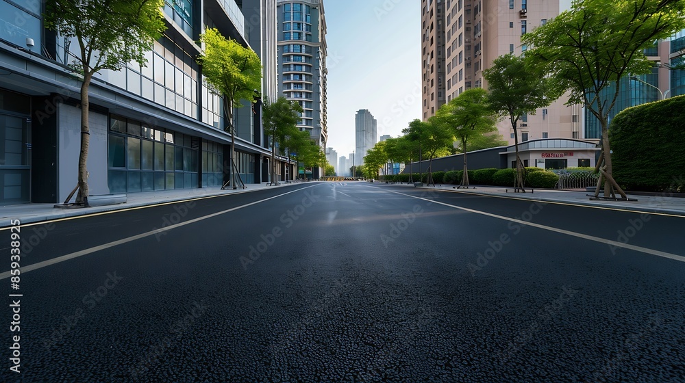 Asphalt road and urban architectural landscape of Ningbo : Generative AI Asphalt road and urban architectural landscape of Ningbo : Generative AI