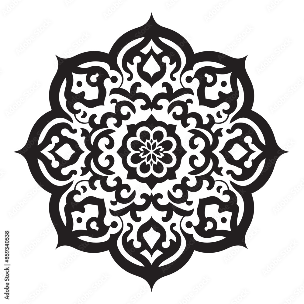 Fototapeta premium Silhouette of Islamic Ornament Icon Isolated in White