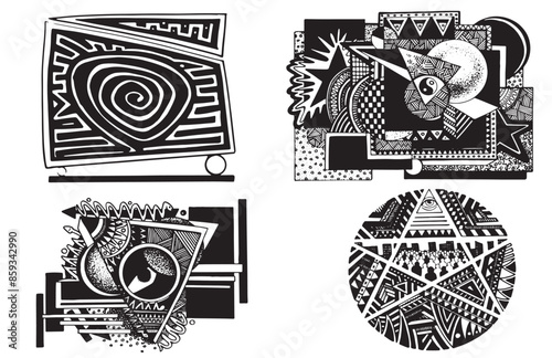 Wallpaper Mural Graphical set of abstract illustrations with geometric shapes , vector abstract design	 Torontodigital.ca