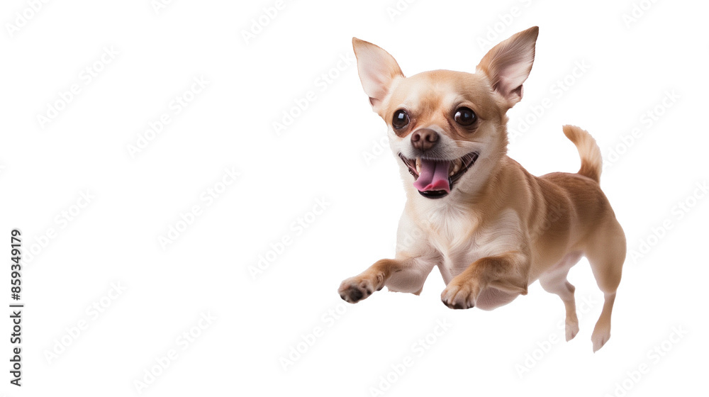 Full body shot of Chihuahua dog, running happily, smiling. Full body shot of Chihuahua dog, running happily, smiling.