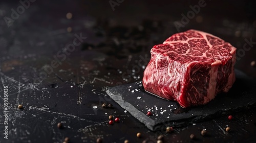 Raw Japanese Wagyu Thick Steak : Generative AI photo