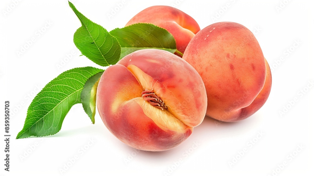 Peach collection Peach with clipping path isolated on a white background Fresh organic fruit Full depth of field : Generative AI Peach collection Peach with clipping path isolated on a white background Fresh organic fruit Full depth of field : Generative AI