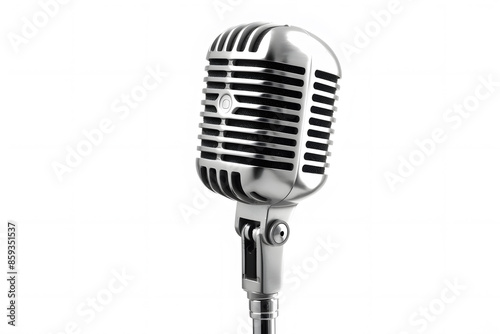 Retro style microphone isolated on white background