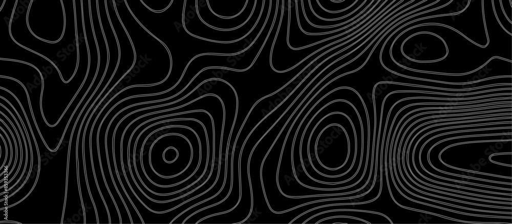Abstract black background paper cut style with white wave curve line Luxury concept. Panorama view topography map contour background. Vector illustration. Line topography map contour background. Abstract black background paper cut style with white wave curve line Luxury concept. Panorama view topography map contour background. Vector illustration. Line topography map contour background.